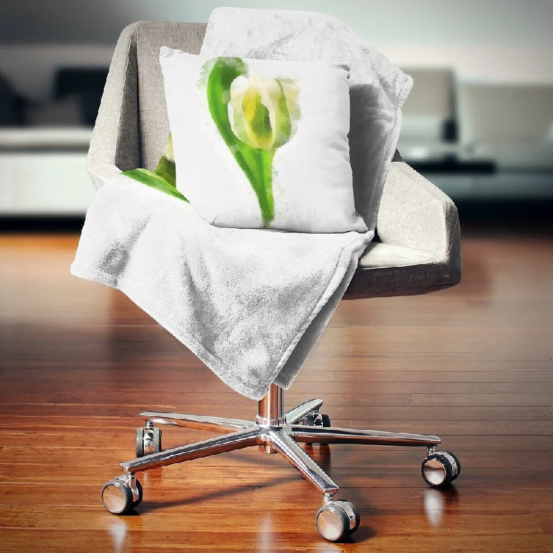 Cashmere blankets for ultimate softness and luxuryDesignart 'White Tulip with Green Leaves' Floral Throw Blanket Cashmere blankets for ultimate softness and luxuryDesignart 'White Tulip with Green Leaves' Floral Throw Blanket