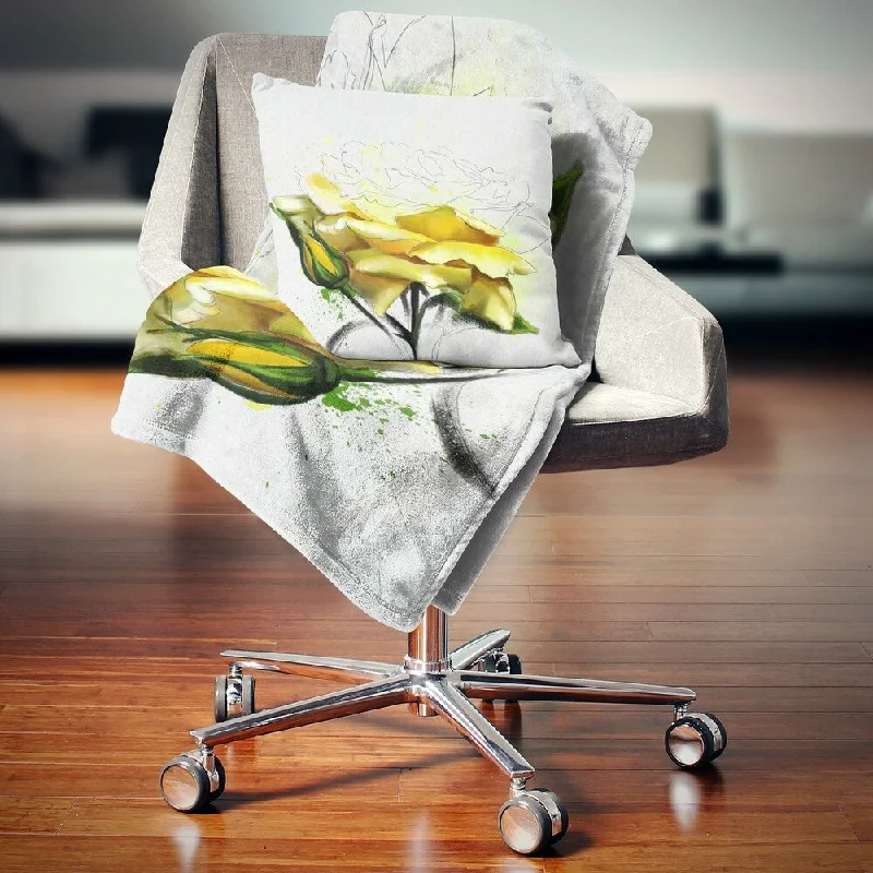 Linen blankets with a rustic and textured lookDesignart 'Yellow Rose Illustration Watercolor' Floral Throw Blanket Linen blankets with a rustic and textured lookDesignart 'Yellow Rose Illustration Watercolor' Floral Throw Blanket