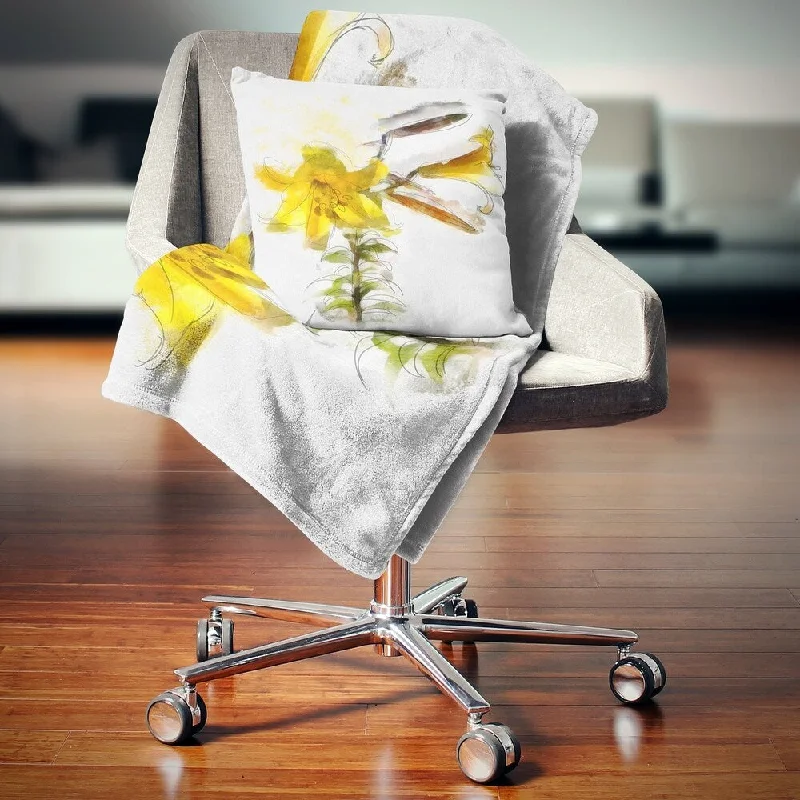Chenille blankets with a thick and fuzzy textureDesignart 'Yellow Tulip Stem with Leaves' Floral Throw Blanket Chenille blankets with a thick and fuzzy textureDesignart 'Yellow Tulip Stem with Leaves' Floral Throw Blanket