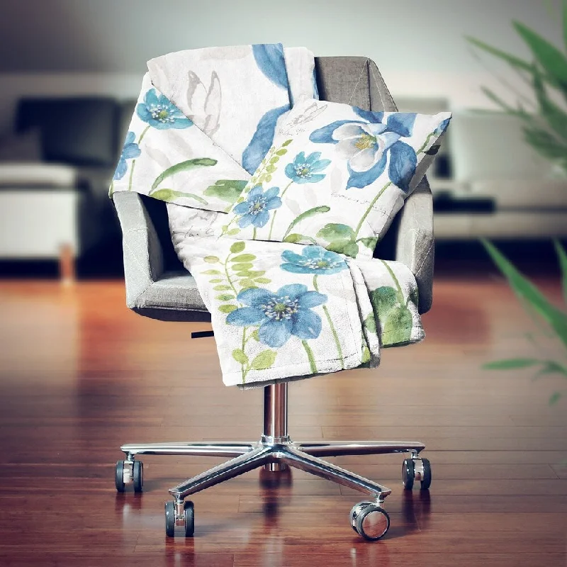 Recycled polyester blankets for an eco - conscious optionDesignart'Columbine Flowers & Butterfly'Cottage Throw Blanket - 71x59 Recycled polyester blankets for an eco - conscious optionDesignart'Columbine Flowers & Butterfly'Cottage Throw Blanket - 71x59