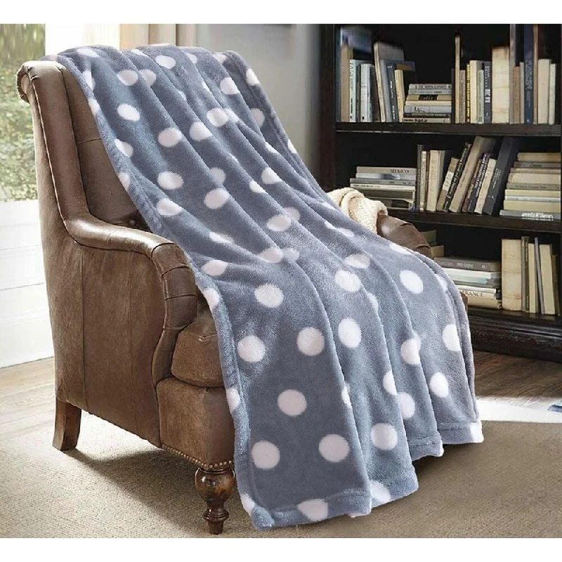 Recycled polyester blankets for an eco - conscious optionGrey White Dot Throw Blanket 50" x 60" Recycled polyester blankets for an eco - conscious optionGrey White Dot Throw Blanket 50" x 60"