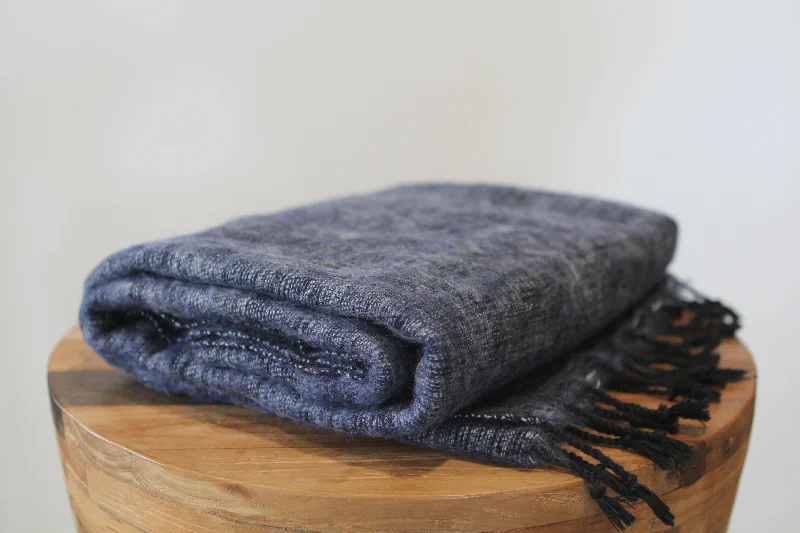 King - size blankets to cover large beds comfortablyHimalayan Yak Shawl - Dark Blue