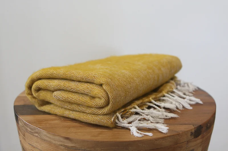 Linen blankets with a rustic and textured lookHimalayan Yak Shawl - Yellow