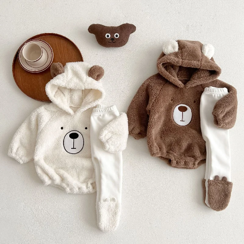 Queen - size blankets for standard - sized bedsHooded Bear Romper and Pants