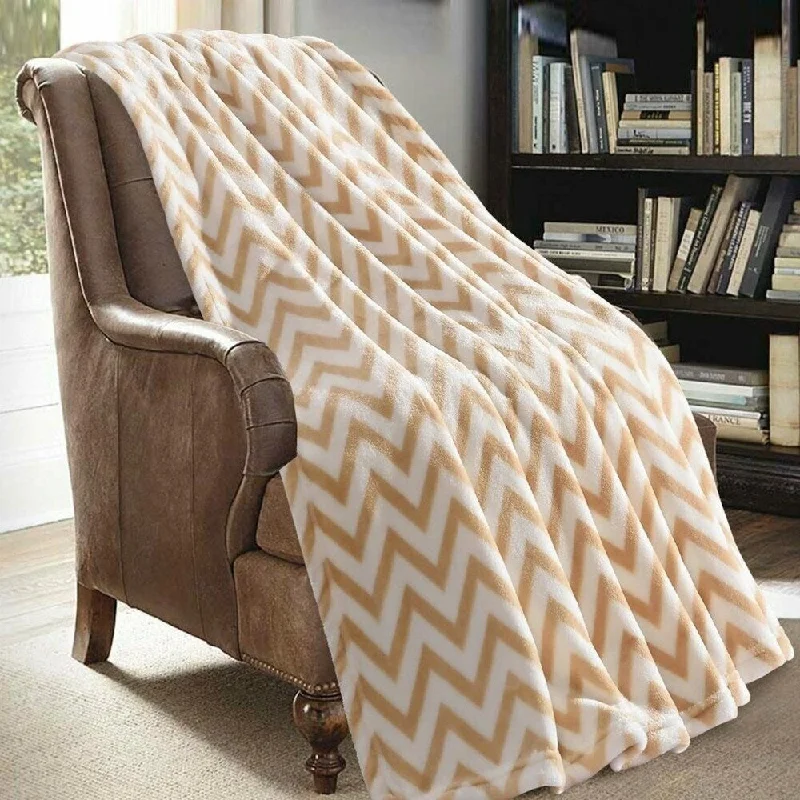 Recycled polyester blankets for an eco - conscious optionOrange Chevron Throw Blanket 50" x 60"