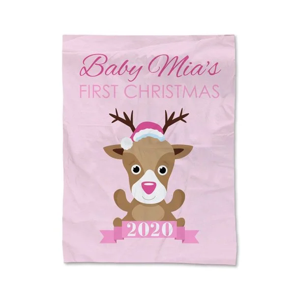 Bamboo fiber blankets with natural antibacterial propertiesPink First Christmas Blanket - Medium Bamboo fiber blankets with natural antibacterial propertiesPink First Christmas Blanket - Medium