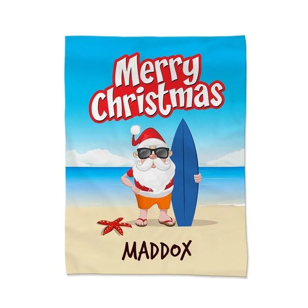 Recycled polyester blankets for an eco - conscious optionSanta Beach Blanket - Small Recycled polyester blankets for an eco - conscious optionSanta Beach Blanket - Small