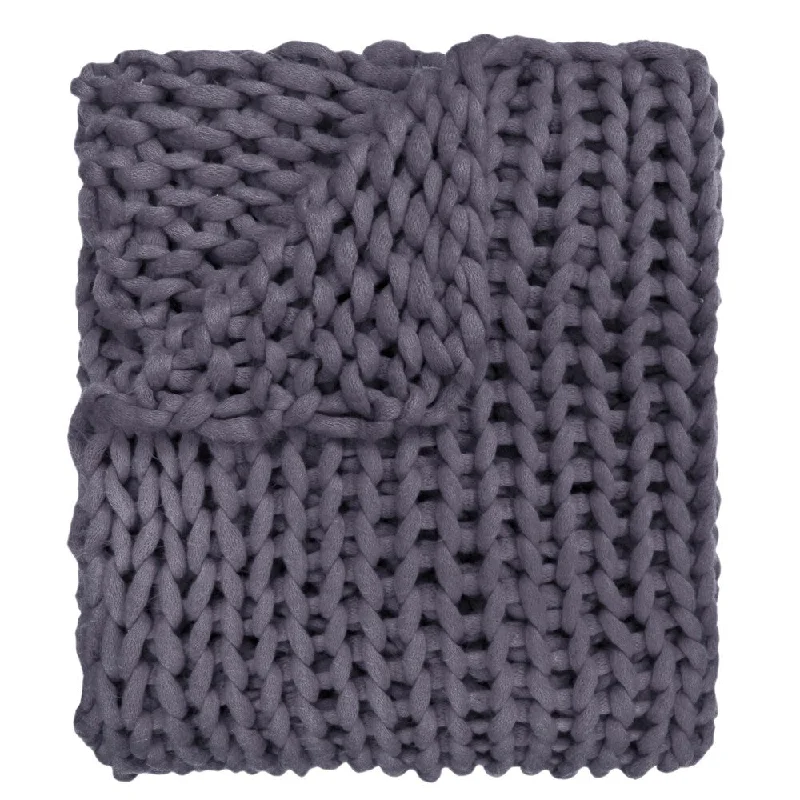King - size blankets to cover large beds comfortablyThrow, Chunky Knitted (Indigo)