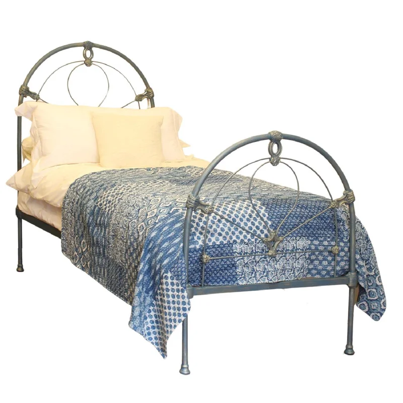 Wool - filled mattresses for natural insulation and moisture - wickingBlue and Gold Antique Single Bed MS70 Wool - filled mattresses for natural insulation and moisture - wickingBlue and Gold Antique Single Bed MS70