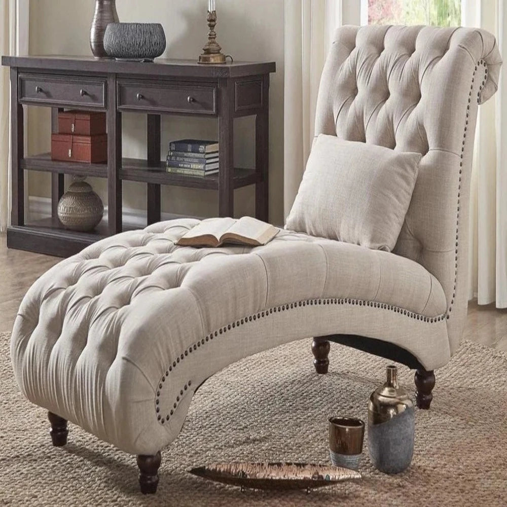 Queen - size mattresses for couples and standard bedroomsCurving Q Suede Lounger in Beige Color Queen - size mattresses for couples and standard bedroomsCurving Q Suede Lounger in Beige Color