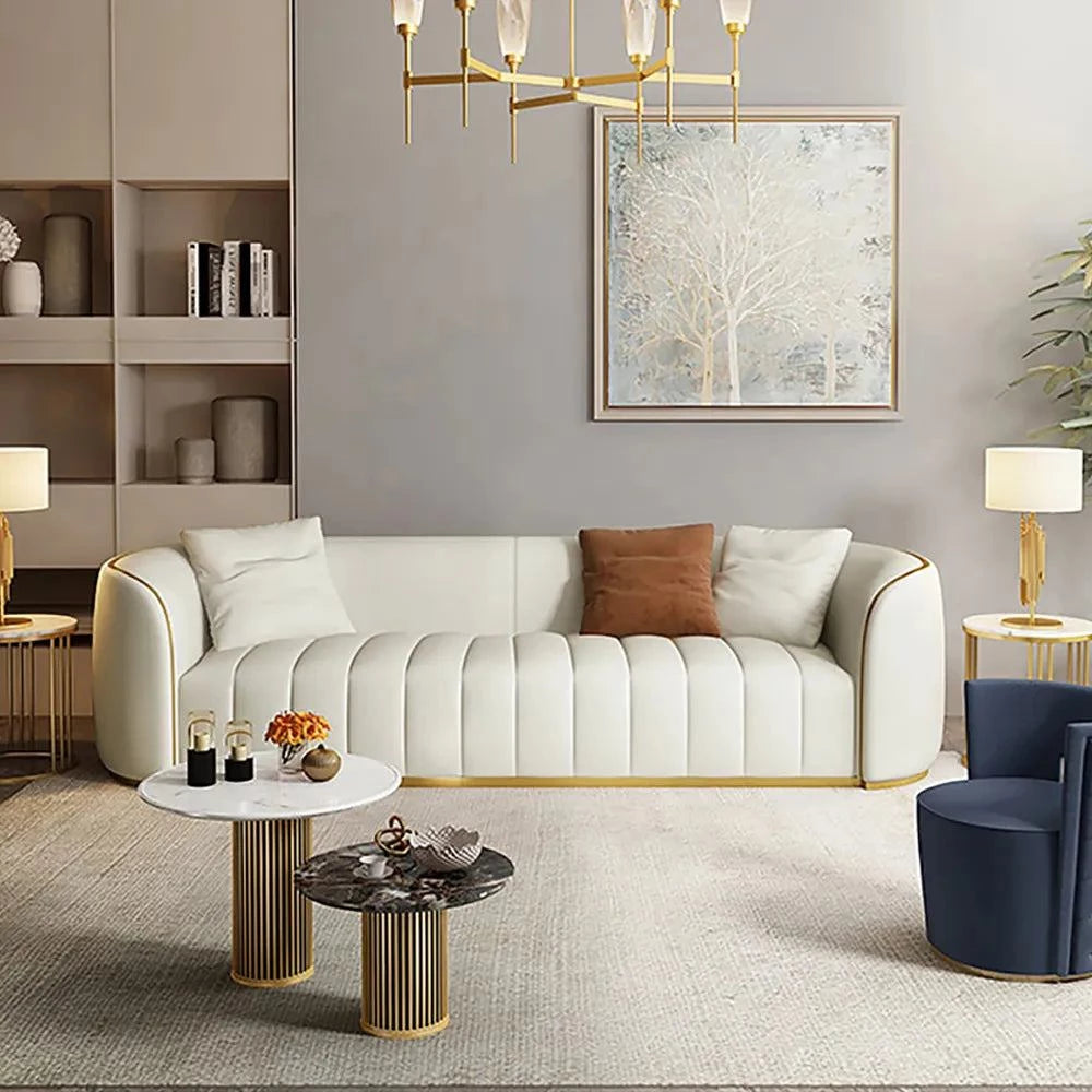 Wool - filled mattresses for natural insulation and moisture - wickingIbiza Upholstered Sofa Set in White Suede Wool - filled mattresses for natural insulation and moisture - wickingIbiza Upholstered Sofa Set in White Suede