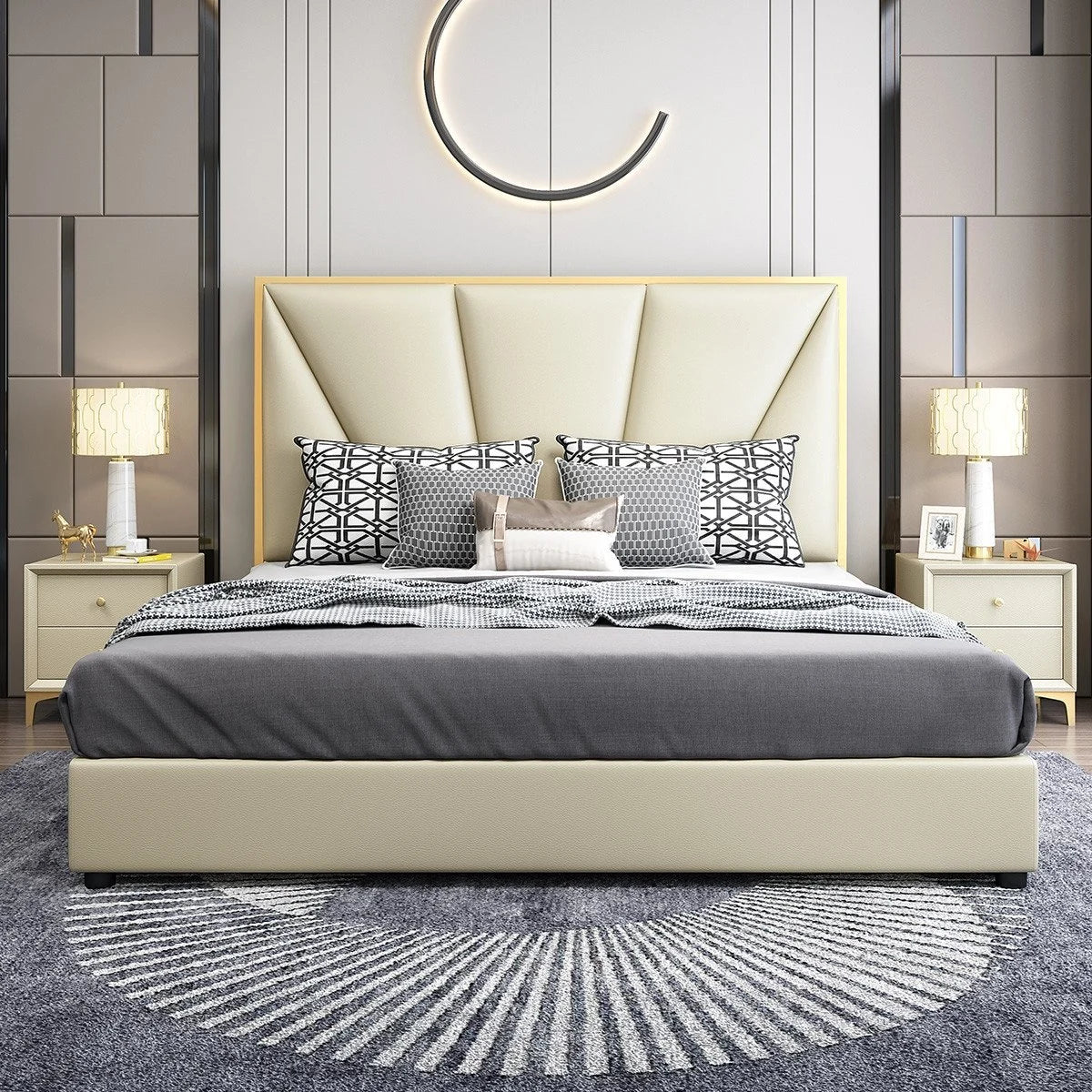 Latex mattresses with natural bounce and breathabilityJelly Luxury Upholstered Bed In Leatherette Latex mattresses with natural bounce and breathabilityJelly Luxury Upholstered Bed In Leatherette