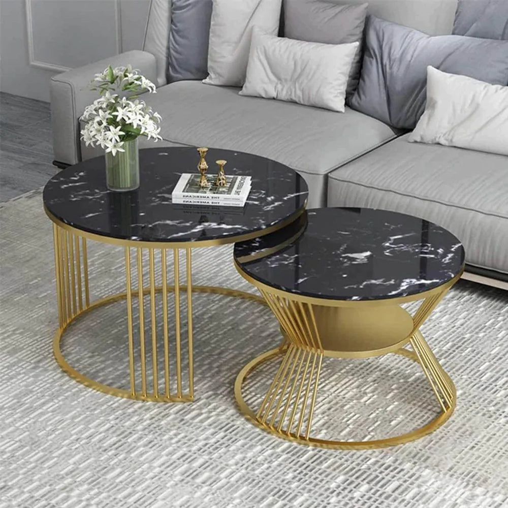 Queen - size mattresses for couples and standard bedroomsJose Golden Nesting Table Set of Two