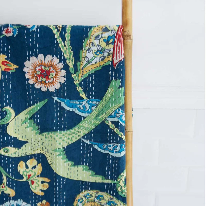 Gel - infused memory foam mattresses for cooler sleepKantha Throw - Blue Floral Exotic Bird Gel - infused memory foam mattresses for cooler sleepKantha Throw - Blue Floral Exotic Bird