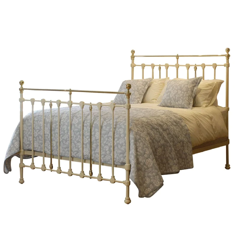 Natural latex and organic cotton blend mattressesKing Cast Iron & Brass Bed in Cream MK298 Natural latex and organic cotton blend mattressesKing Cast Iron & Brass Bed in Cream MK298
