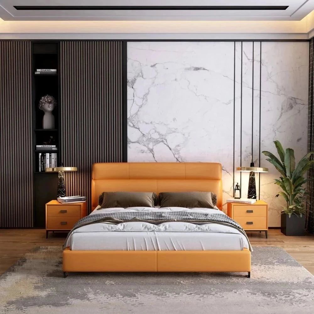 Bamboo - charcoal infused mattresses for odor absorptionLime Pro Upholstered Bed In Orange Leatherette Bamboo - charcoal infused mattresses for odor absorptionLime Pro Upholstered Bed In Orange Leatherette