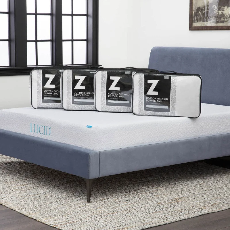 Queen - size mattresses for couples and standard bedroomsLucid 10-inch King-size Gel Memory Foam Mattress with 4 Down Blend Pillows Queen - size mattresses for couples and standard bedroomsLucid 10-inch King-size Gel Memory Foam Mattress with 4 Down Blend Pillows