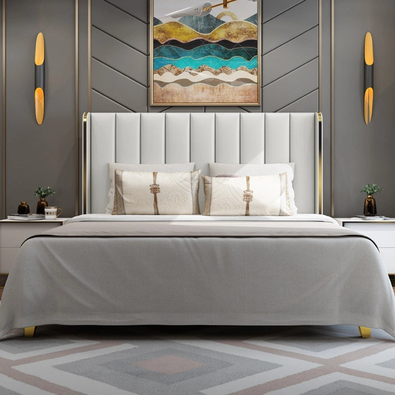 Queen - size mattresses for couples and standard bedroomsMarina Luxury Upholstered Bed In Leatherette