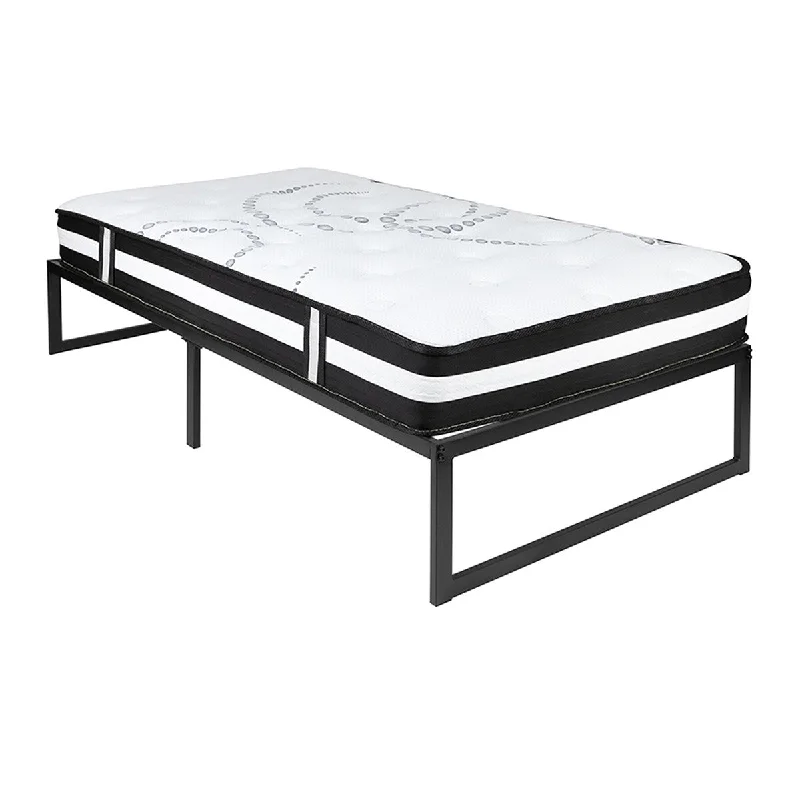 Gel - infused memory foam mattresses for cooler sleepOffex 14" Metal Platform Bed Frame 12" Pocket Spring Mattress - Twin Gel - infused memory foam mattresses for cooler sleepOffex 14" Metal Platform Bed Frame 12" Pocket Spring Mattress - Twin